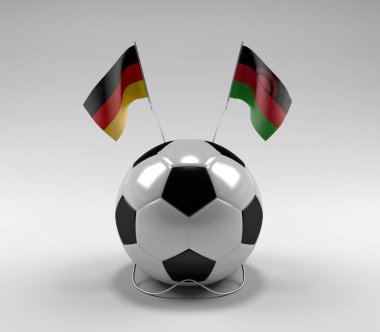 Almanya - Malavi Futbol Bayrakları, Beyaz Arkaplan - 3D Render