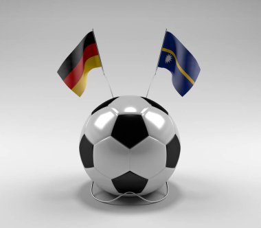 Almanya - Nauru Futbol Bayrakları, Beyaz Arkaplan - 3D Render