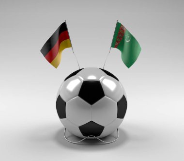 Almanya - Türkmenistan Futbol Bayrakları, Beyaz Arkaplan - 3D Render