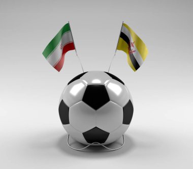 İran - Brunei Futbol Bayrakları, Beyaz Arkaplan - 3D Yapılandırma
