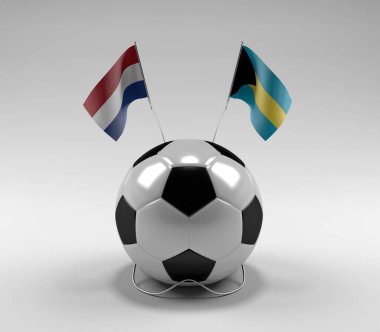 Hollanda - Bahamalar Futbol Bayrakları, Beyaz Arkaplan - 3D Render