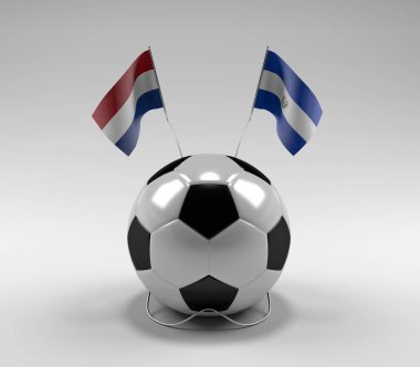 Hollanda - El-Salvador Futbol Bayrakları, Beyaz Arkaplan - 3D Render