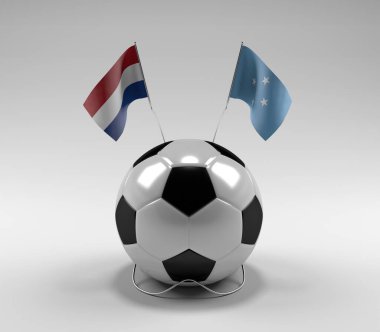 Hollanda - Mikronezya Futbol Bayrakları, Beyaz Arkaplan - 3D Render