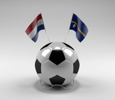 Hollanda - Nauru Futbol Bayrakları, Beyaz Arkaplan - 3D Render