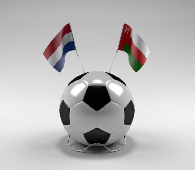 Hollanda - Umman Futbol Bayrakları, Beyaz Arkaplan - 3D Render