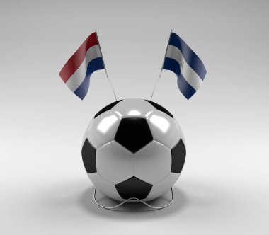 Hollanda - Nikaragua Futbol Bayrakları, Beyaz Arkaplan - 3D Render