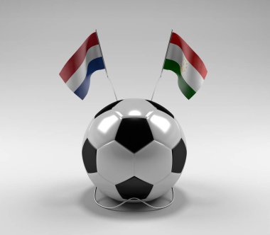 Hollanda - Tacikistan Futbol Bayrakları, Beyaz Arkaplan - 3D Render