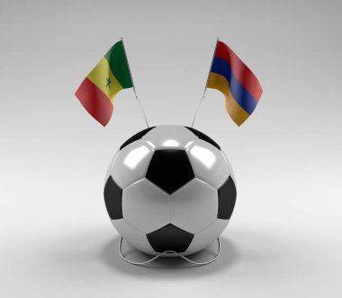 Senegal - Ermenistan Futbol Bayrakları, Beyaz Arkaplan - 3D Render
