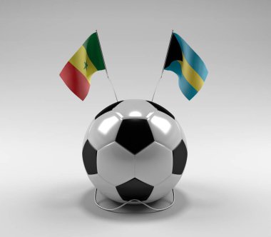 Senegal - Bahamalar Futbol Bayrakları, Beyaz Arkaplan - 3D Render