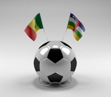 Senegal - Orta Afrika Cumhuriyeti Futbol Bayrakları, Beyaz Arkaplan - 3D Render