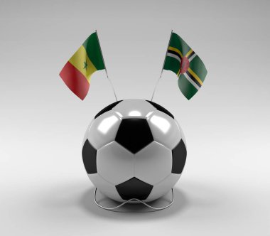 Senegal - Dominica Futbol Bayrakları, Beyaz Arkaplan - 3D Render