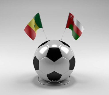 Senegal - Umman Futbol Bayrakları, Beyaz Arkaplan - 3D Render