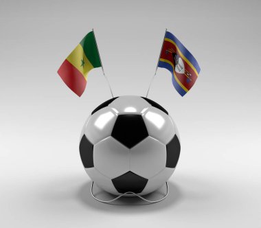 Senegal - Svaziland Futbol Bayrakları, Beyaz Arkaplan - 3D Render