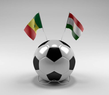 Senegal - Tacikistan Futbol Bayrakları, Beyaz Arkaplan - 3D Render