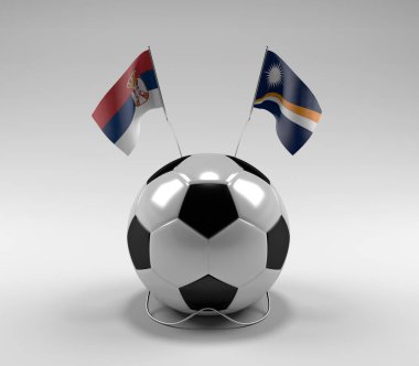 Sırbistan - Marshall-Adaları Futbol Bayrakları, Beyaz Arkaplan - 3D Render