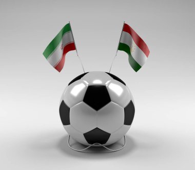 İran - Tacikistan Futbol Bayrakları, Beyaz Arkaplan - 3D Render