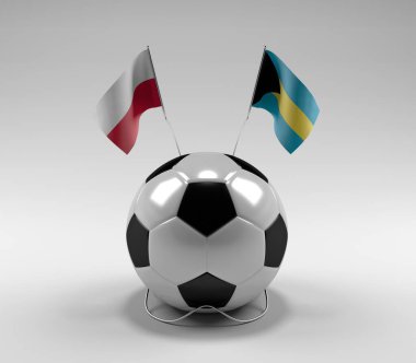 Polonya - Bahamalar Futbol Bayrakları, Beyaz Arkaplan - 3D Render