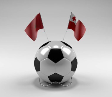 Fas - Tonga Futbol Bayrakları, Beyaz Arkaplan - 3D Render