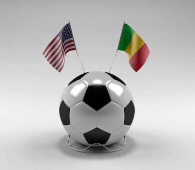 Amerika Birleşik Devletleri - Mali Futbol Bayrakları, Beyaz Arkaplan - 3D Render