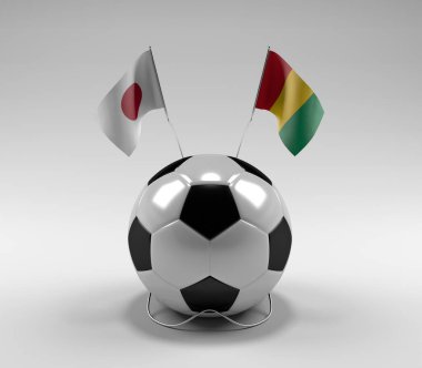 Japonya - Gine Futbol Bayrakları, Beyaz Arkaplan - 3D Render