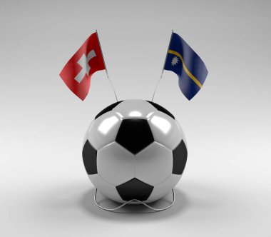 İsviçre - Nauru Futbol Bayrakları, Beyaz Arkaplan - 3D Render