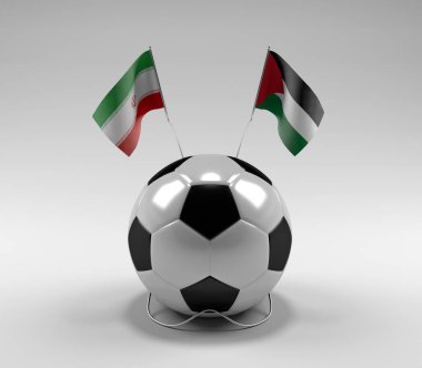 İran - Filistin Futbol Bayrakları, Beyaz Arkaplan - 3D Render