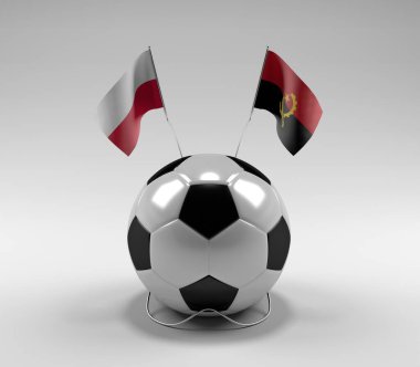 Polonya - Angola Futbol Bayrakları, Beyaz Arkaplan - 3D Render