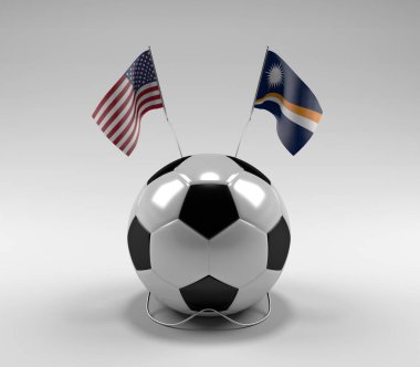 Amerika Birleşik Devletleri - Marshall Adaları Futbol Bayrakları, Beyaz Arkaplan - 3D Render