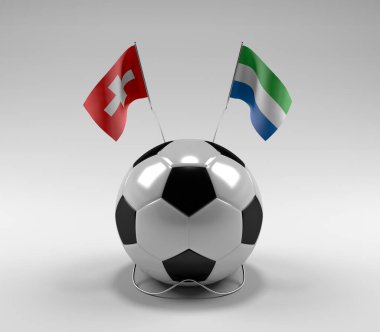 İsviçre - Sierra-Leone Futbol Bayrakları, Beyaz Arkaplan - 3D Render