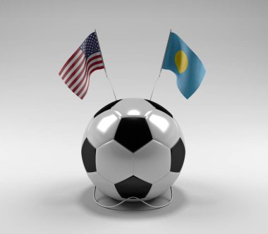 Amerika Birleşik Devletleri - Palau Futbol Bayrakları, Beyaz Arkaplan - 3D Render