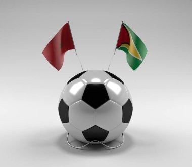 Fas - Guyana Futbol Bayrakları, Beyaz Arkaplan - 3D Render