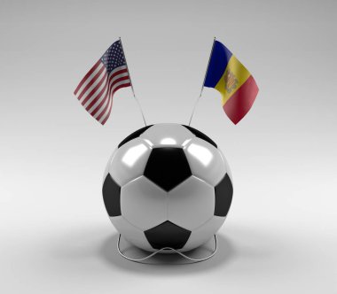Amerika Birleşik Devletleri - Andorra Futbol Bayrakları, Beyaz Arkaplan - 3D Render