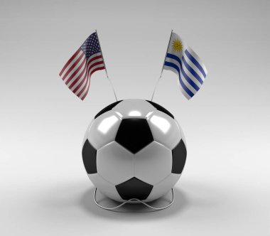 Uruguay Futbol Bayrakları, Beyaz Arkaplan - 3D Render