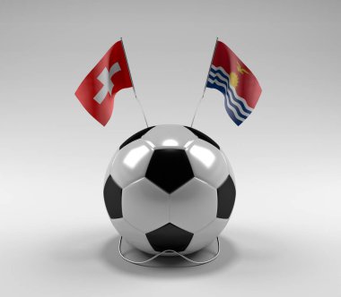 İsviçre - Kiribati Futbol Bayrakları, Beyaz Arkaplan - 3D Render