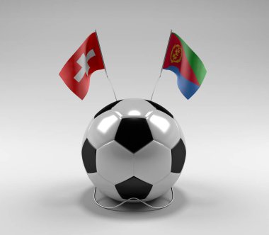 İsviçre - Eritre Futbol Bayrakları, Beyaz Arkaplan - 3D Render