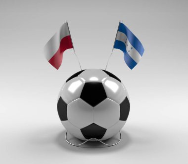 Polonya - Honduras Futbol Bayrakları, Beyaz Arkaplan - 3D Render