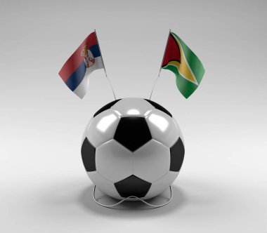 Sırbistan - Guyana Futbol Bayrakları, Beyaz Arkaplan - 3D Render