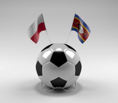 Polonya - Svaziland Futbol Bayrakları, Beyaz Arkaplan - 3D Render