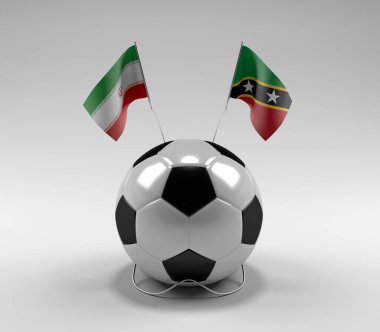 İran - Saint-Kitts-and-Nevis Futbol Bayrakları, Beyaz Arkaplan - 3D Render