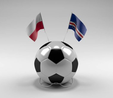 Polonya - Cape-Verde Futbol Bayrakları, Beyaz Arkaplan - 3D Render