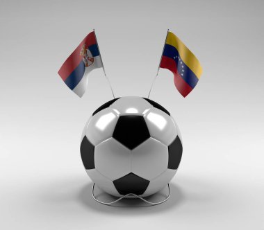 Sırbistan - Venezuela Futbol Bayrakları, Beyaz Arkaplan - 3D Render