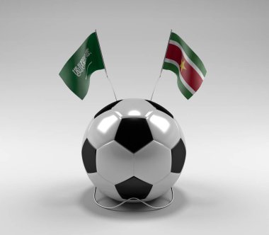 Suudi Arabistan - Surinam Futbol Bayrakları, Beyaz Arkaplan - 3D Render