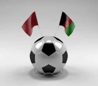 Fas - Afganistan Futbol Bayrakları, Beyaz Arkaplan - 3D Render