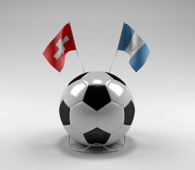 İsviçre - Guatemala Futbol Bayrakları, Beyaz Arkaplan - 3D Render