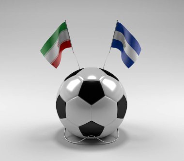 İran - El-Salvador Futbol Bayrakları, Beyaz Arkaplan - 3D Render
