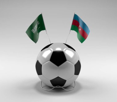 Suudi Arabistan - Azerbaycan Futbol Bayrakları, Beyaz Arkaplan - 3D Render