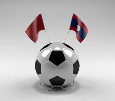 Fas - Laos Futbol Bayrakları, Beyaz Arkaplan - 3D Render