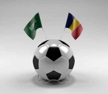 Suudi Arabistan - Çad Futbol Bayrakları, Beyaz Arkaplan - 3D Render