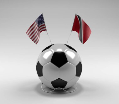 Amerika Birleşik Devletleri - Trinidad ve Tobago Futbol Bayrakları, Beyaz Arkaplan - 3D Render