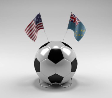 Amerika Birleşik Devletleri - Tuvalu Futbol Bayrakları, Beyaz Arkaplan - 3D Render